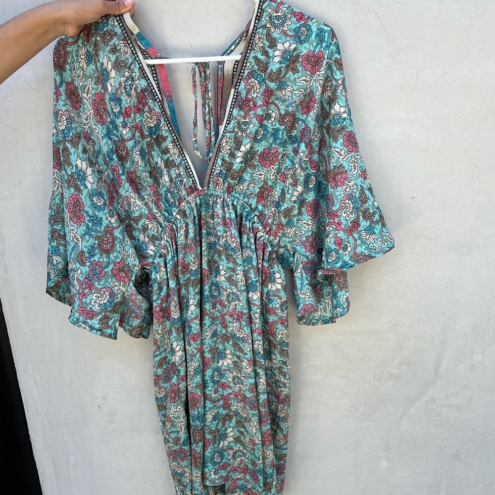 Floral V-Neck Dress with Tie Back